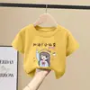 Camiseta de Manga Corta Transpirable de Algodón Puro Estilo Coreano para Niñas 2026 Nuevo Verano Moda Tendencia Top de Media Manga de Verano para Niños