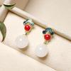Fábrica al por mayor de Xinjiang Hetian Jade, traje de cuentas de jade blanco para mujer, traje de tres piezas con colgante, pendientes y anillo