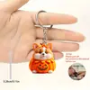 Novo Pingente de Corgi Abóbora Acrílico Transfronteiriço Plano Decoração de Interior de Carro Espelho Retrovisor Pingente de Chaveiro