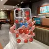 Case protetor estilo ins com laço de cereja doce para Apple 18promax, capa anti-queda personalizada para iPhone