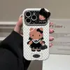 Adecuado para funda de teléfono Apple 17 anticaída con textura de cuero y ventana grande, iPhone 16 Pro Max diseño de pajarita, 15 piezas de dropshipping