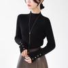Simples e elegante suéter de meia gola alta feminino 2024 outono e inverno novo slim-fit emagrecimento suéter interno base camisa top