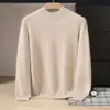 Nueva camiseta base de punto de cachemira para otoño e invierno, moderna y suave, adecuada para negocios y para ir al trabajo, color liso, cuello medio alto, cálida para hombre