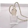 En stock botella decantadora de perfume de aceite esencial de 8 ml adorno colgante para interior de coche estilo simple cuadrado botella de vidrio transparente vacía cuerda trenzada