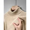 Comercio exterior transfronterizo al por mayor suéter de cuello alto para hombre otoño e invierno engrosado cálido color liso casual punto base para mediana edad