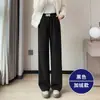 Calça Cinza Escuro de Perna Larga Estreita Feminina 2026 Nova Primavera Outono Cintura Alta Caimento Macio Tencel Casual Perna Reta Calça Esportiva