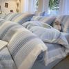 Juego de Cuatro Piezas de Algodón Puro Teñido en Hilo Jacquard de Primavera Sábana de Algodón Puro Funda Nórdica Ropa de Cama Nantong Juego de Tres Piezas para Dormitorio