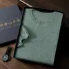Jersey de Punto de Cachemira para Hombre con Cuello Redondo y Mangas Cortas, Tejido Jacquard de Panal, Camiseta de Punto de Cachemira, Tejido de Lana de Manga Media Engrosado