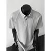 Camiseta Polo de Manga Curta Air Cotton Edição Verão 2026 para Homens, Camiseta Pesada Estilo Ins de Verão com Ombro Normal, Caimento Solto e Mangas Três Quartos