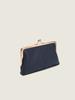 Nueva Billetera Larga de Mano de Cuero Genuino Simple Color Sólido Moda Bolso con Clip de Alta Gama Boquilla Dorada Gran Capacidad Monedero para Mujer