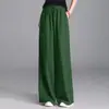 Calça Casual Solta de Algodão e Linho de Cintura Alta para Mulheres de 100kg com Cordão Elástico na Cintura, Calça Longa Fina de Verão Novo Estilo 2026
