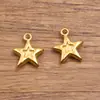 6 Tipos de Accesorios para Joyería de Acero Inoxidable 304, Galvanizado con Oro Real en Horno, Colgante de Encanto Natural Estrella Luna Estrella de Cinco Puntas