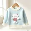 Suéter a rayas para niña tejido de dibujos animados otoño e invierno nuevo top grueso cálido para niños suéter de bebé niña