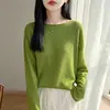 Camisa base fina de jacquard sólida para trabalho pesado transfronteiriço para mulheres, novo estilo primavera e outono 2026, suéter de gola redonda versátil em tricô de uma linha