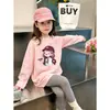 Camiseta de manga larga para niñas, nueva base transpirable de otoño, top estampado de algodón puro con cuello redondo para niños, ropa de otoño para niños mayores