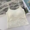 Sujetador camisola de encaje estilo francés para mujer, con copas fijas integradas, sin costuras, cómodo, adecuado tanto para llevar debajo como por encima, diseño trasero largo en forma de U