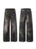 Jeans Barbudos de Diseño Retro Americano para Hombres y Mujeres, Pantalones Anchos Lavados de Pierna Ancha de Estilo Urbano Holgado, Pantalones Largos Casuales Vintage, Modernos