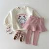Ropa para niños de Corea del Sur suéter infantil otoño e invierno lindo caricatura conejo oso que combina con todo camiseta básica manga larga top para niñas