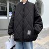 Abrigo japonés retro rombo para hombre invierno nuevo versátil cuello béisbol acolchado casual chaqueta acolchada de algodón para niños