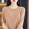Marca 2025 Otoño Estilo Clásico Artístico Retro Cárdigan Cuello Redondo Suéter Regular Ropa de Punto para Mujer