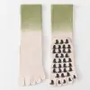 Calcetines de Yoga de Color Degradado Nuevos, Calcetines Antideslizantes para Pilates con Suela de Silicona, Calcetines Deportivos de Cinco Dedos a Media Pantorrilla Distribución al por Mayor