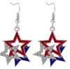 Pendientes Americanos de la Independencia Transfronterizos Europeos y Americanos, Pendientes de Bandera de Estados Unidos de América con Diamantes Rojos, Blancos y Azules, Estrella de Cinco Puntas, Exclusivamente para Ventas Transfronterizas