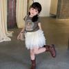 Elmo Beibei Meninas Manga Curta Fashionável Sexy Desenho Animado Cadarço Camiseta Estilo de Rua Infantil Estilo Coreano Ombro Direito Manga Curta Tendência