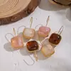 Pendientes Cuadrados de Resina con Forma de Cubo de Azúcar Transfronterizos Estilo Maillard Dopamina Sexy Moda Joyería Diaria Que No Se Desvanece