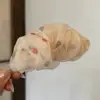 Pinza de Plátano de Malla con Lunares Elegante Super Hada Coreana Pinza para el Cabello con Lazo de Temperamento Dulce para Mujeres Pinza para el Cabello Blanco Crudo Accesorios para el Cabello