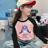 Camiseta Térmica de Cuello Redondo para Niñas, Ropa Interior de Manga Larga Raglán para Niños Medianos y Mayores, Moda Otoño/Invierno, Trendy