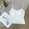 Camisola de Encaje Calado Floral Francés Estilo Deseo Puro Versátil con Almohadillas de Sujetador Integradas Copas Fijas Tirantes Espalda Hermosa Estilo Reservado para Uno Mismo 3530