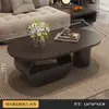 Mesa de Centro Minimalista de Pizarra de Lujo Ligero Estilo Italiano para Apartamentos Pequeños, Forma Ovalada con Cajón, Mueble de TV para Sala de Estar, Combinación Creativa para el Hogar