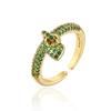 Aogu Cobre Ouro 18K Zircônia Micro-Cravada Coração Anel Aberto Novo Anel Retro da Moda Feminina Fornecimento Transfronteiriço