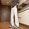 Calça Jeans Branca Lavada para Homem, Calça Flare de Perna Larga Fina de Verão, Calça Casual Slim Fit