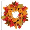 Corona de hortensias artificiales estilo europeo y americano para decoración de puerta de otoño, Acción de Gracias, decoración del hogar, corona de vid para colgar en la pared para fiestas navideñas