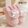 Pantuflas de algodón para mujer invierno 2026 nuevas cálidas de invierno para interior en casa con lazo suela gruesa pantuflas invierno