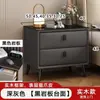 Mesita de noche de cuero, moderna y simple, para uso en el hogar, lujo ligero, pequeña, multifuncional, madera maciza, almacenamiento para dormitorio, mesita de noche, mueble de almacenamiento