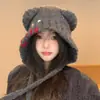 Gorro con Orejas de Oso y Botones Dulce y Lindo para Mujer, Otoño e Invierno 2026 Cálido y a Prueba de Frío, Gorro de Punto que Adelgaza el Rostro y Protege los Oídos