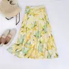 Falda de Verano con Estampado de Pintura al Óleo Estilo Francés Feiyuan para Mujer, Nuevo Estilo de Verano, Falda Elegante y Versátil Estilo Vacaciones