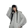 Otoño e invierno nuevo estilo coreano de moda suéter cárdigan con capucha con cremallera estampado de letras abrigo suelto con forro polar para estudiantes moda femenina