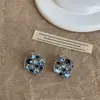 Pendientes de Metal Geométricos Azules de Alta Gama para Mujer, Simples y de Moda, Pendientes Modernos y Versátiles para el Trayecto al Trabajo