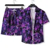 Traje transfronterizo Tailandia Hawái Camisa de manga corta para hombre Estilo Hong Kong Shorts casuales sueltos para vacaciones en la playa Moda para hombre