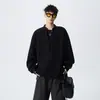Moletom estiloso marca tendência estilo americano, peso pesado, falso duas peças, gola alta, para homens, coleção primavera/outono 2026, esportivo casual, solto, plus size