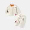 Jingqi Conjunto de Ropa de Casa de Franela para Bebé Invierno Engrosado Leggings para Bebé Pijamas Cálidos a Prueba de Viento para Niños y Niñas Invierno