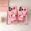Estuche para teléfono Apple Pro Max con diseño de pastel de polvo de chica linda, soporte para iPhone 15, silicona explosiva de 14 pulgadas y 13 pulgadas