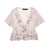 Comercio Exterior Ropa de Mujer al por Mayor Estilo Europeo y Americano Primavera y Verano Nueva Moda Elegante Tops Decorativos Bordados en Capas 3105/872