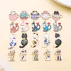 20 Colgantes de Animal Gatito Estilo Dibujo Animado de Aleación Esmaltada Accesorios para Pulsera Llavero DIY