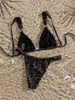 Traje de Banho Feminino Biquíni Duas Peças Estampado Novo Estilo Europeu 2027 Com Bojo Triângulo Push-up Para Férias na Praia Alta Elasticidade Secagem Rápida