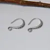 Pendientes étnicos creativos de plata de ley 925, accesorios de gancho para la oreja, pendientes simples retro desgastados, pendientes esmerilados hechos a mano para DIY