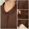 Camisa Feminina Fina de Manga Curta Primavera 2026, Blusa Casual Solta Bordada em Ráfia, Respirável e Amiga da Pele